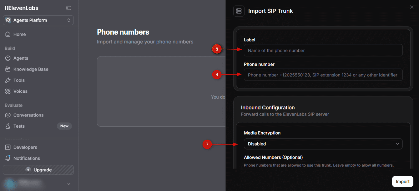 Fill in the Label field with a friendly name for your SIP trunk